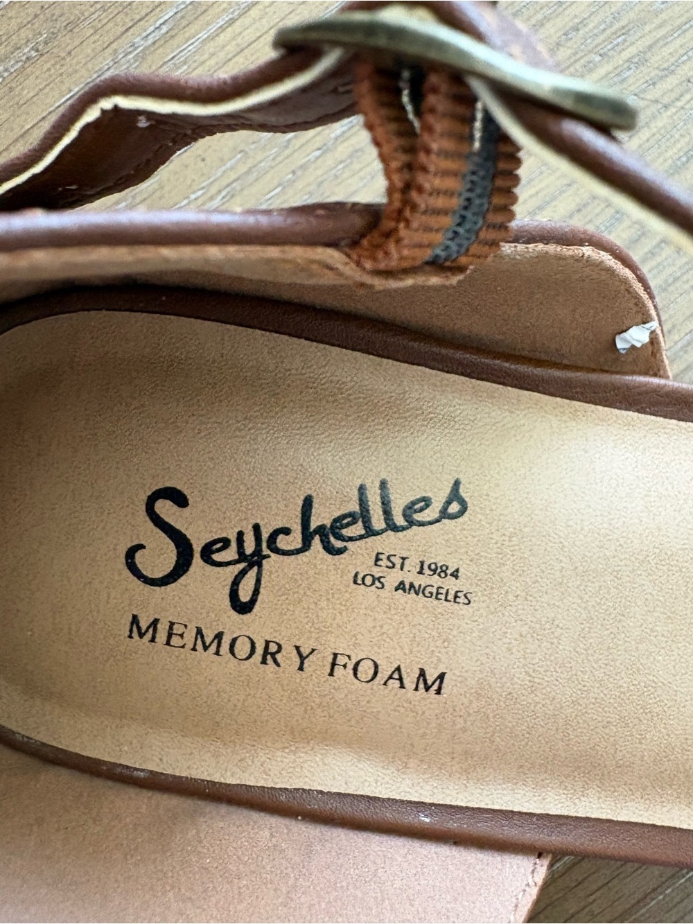 Seychelles Cream Lace Pointed-Toe Flats with Brown Ankle Straps - Picture 4 of 6